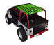 Sun shade for Jeep Wrangler TJ by SpiderWebShade; bright green stock printed top for 1997–2006