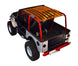 SpiderWebShade sun shade for Jeep Wrangler TJ (1997–2006), orange printed top with black stripes