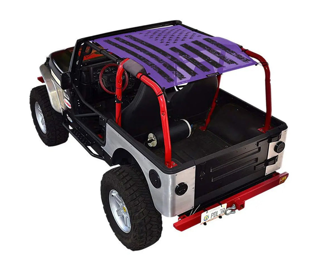 Sun shade SPIDERWEBSHADE for Jeep Wrangler TJ (1997–2006), purple printed top