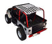 Sun shade top for Jeep Wrangler TJ by SpiderWebShade with US flag print, fits 1997–2006