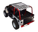 Sun shade top for Jeep Wrangler TJ by SpiderWebShade with US flag print, fits 1997–2006