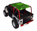 Sun Shade for Jeep Wrangler TJ (1997–2006) by SPIDERWEBSHADE; stock printed green top.