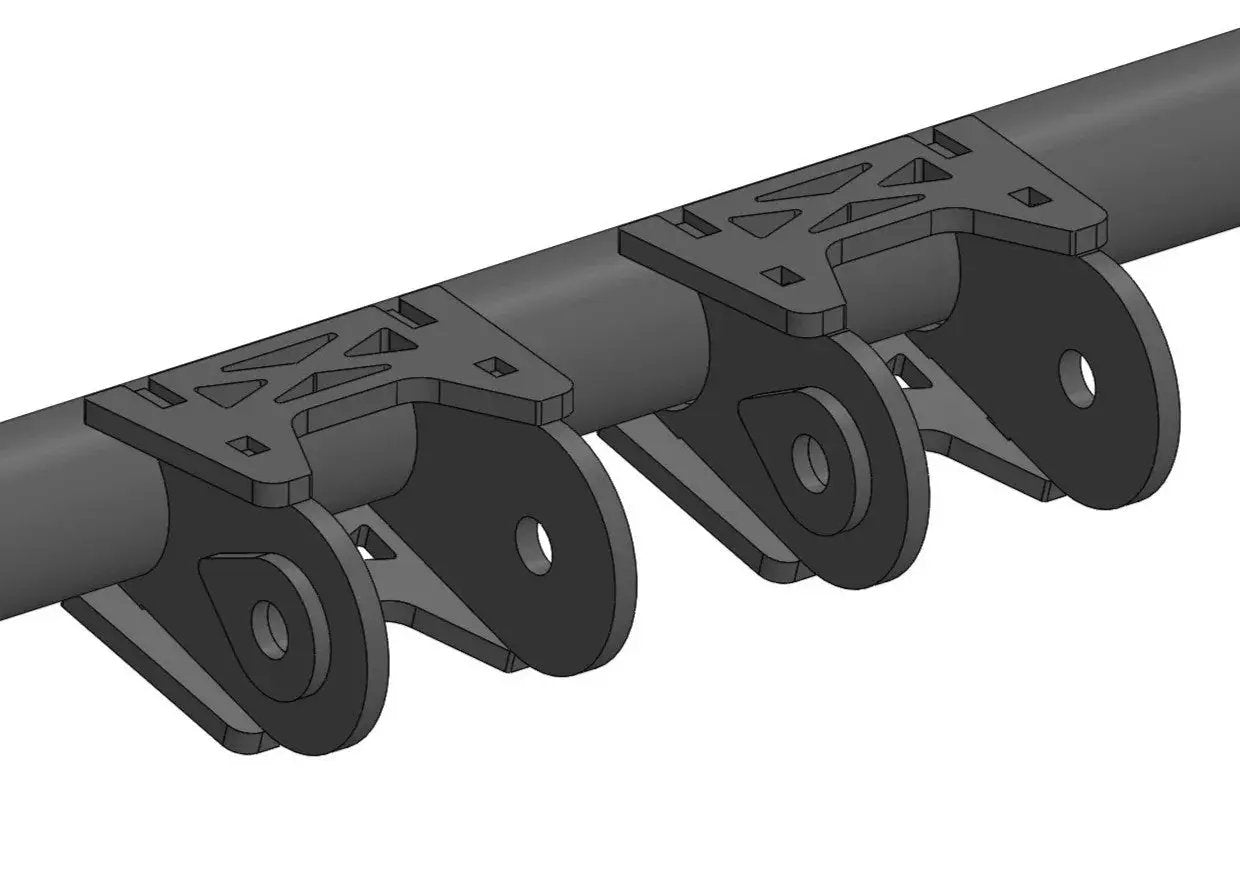 TMR Tube Chassis Link Bracket set of 3 Skinny Pedal Racing for 1.75 in chassis tubes, gray metal control arm brackets