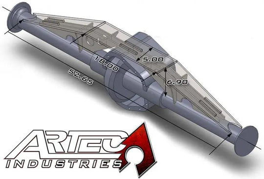 60 Rear Axle Truss Artec Industries, full-width gray axle truss CAD rendering