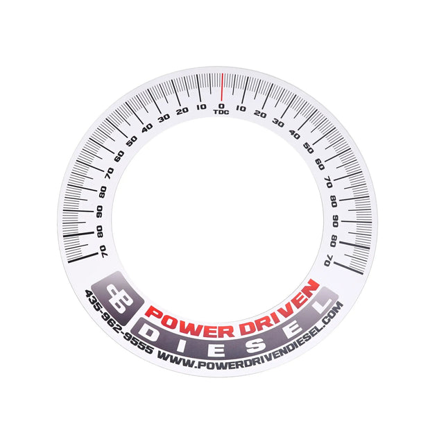 Power Driven Magnetic Degree Wheel - white timing protractor with black graduations and red indicator