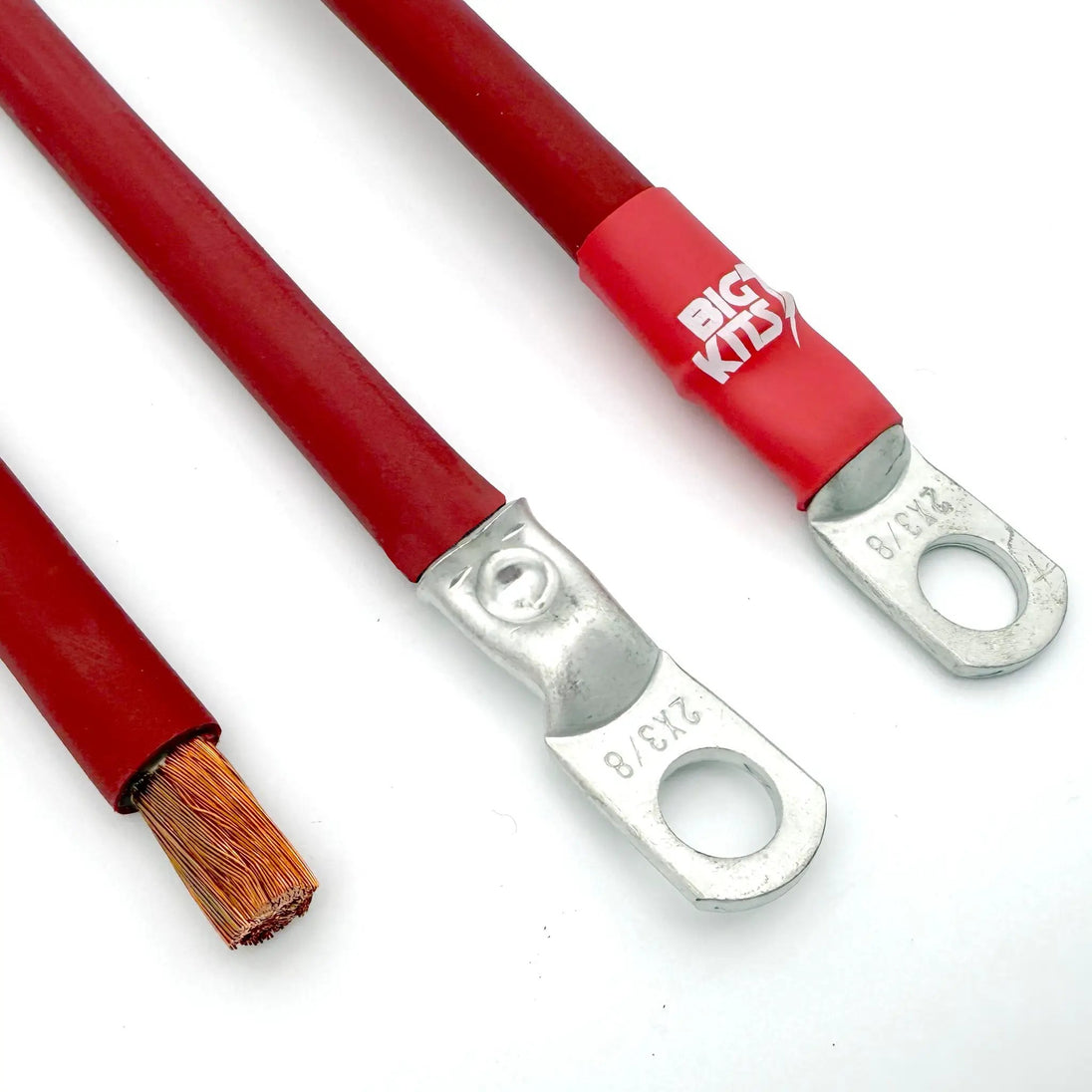 Big7Kits Ford Power Stroke 6.7 Diesel battery cable kit; red cables with lug terminals and exposed copper strands