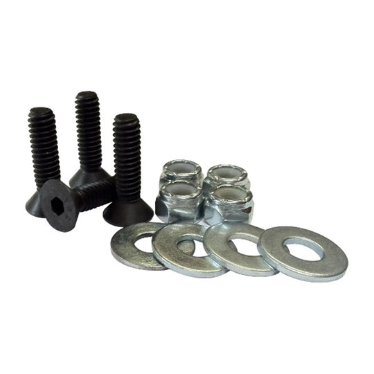 4-Bolt Battery Mounting Kit hardware: three black bolts and flat washers