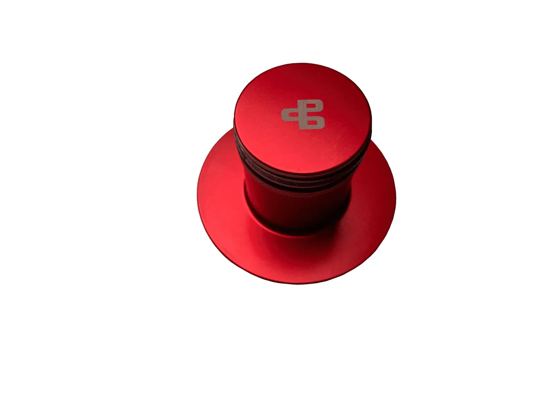 Power Driven Billet Aluminum Accumulator red anodized cap PB logo visible