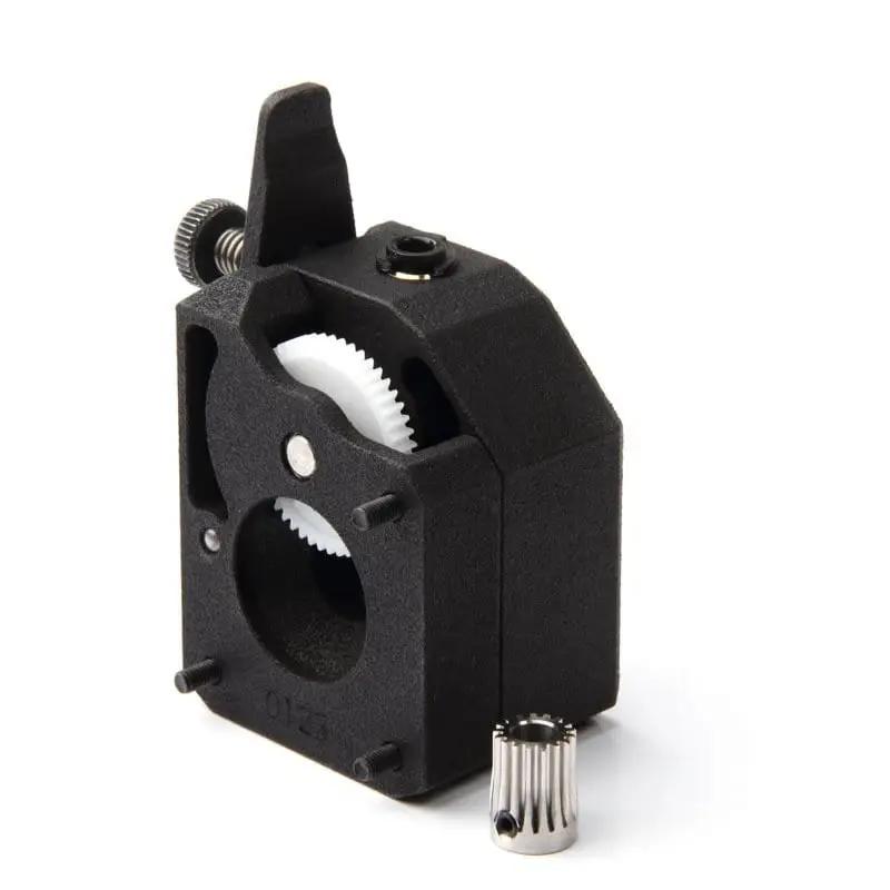 Bondtech BMG Dual Gear Extruder, black housing with visible white gears for 3D printers