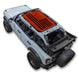 Sun shade for Ford Bronco (2021–2026) by SPIDERWEBSHADE, orange printed shade top