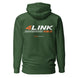 4Link4WD Green Hoodie Full Logo Back with white/orange graphic
