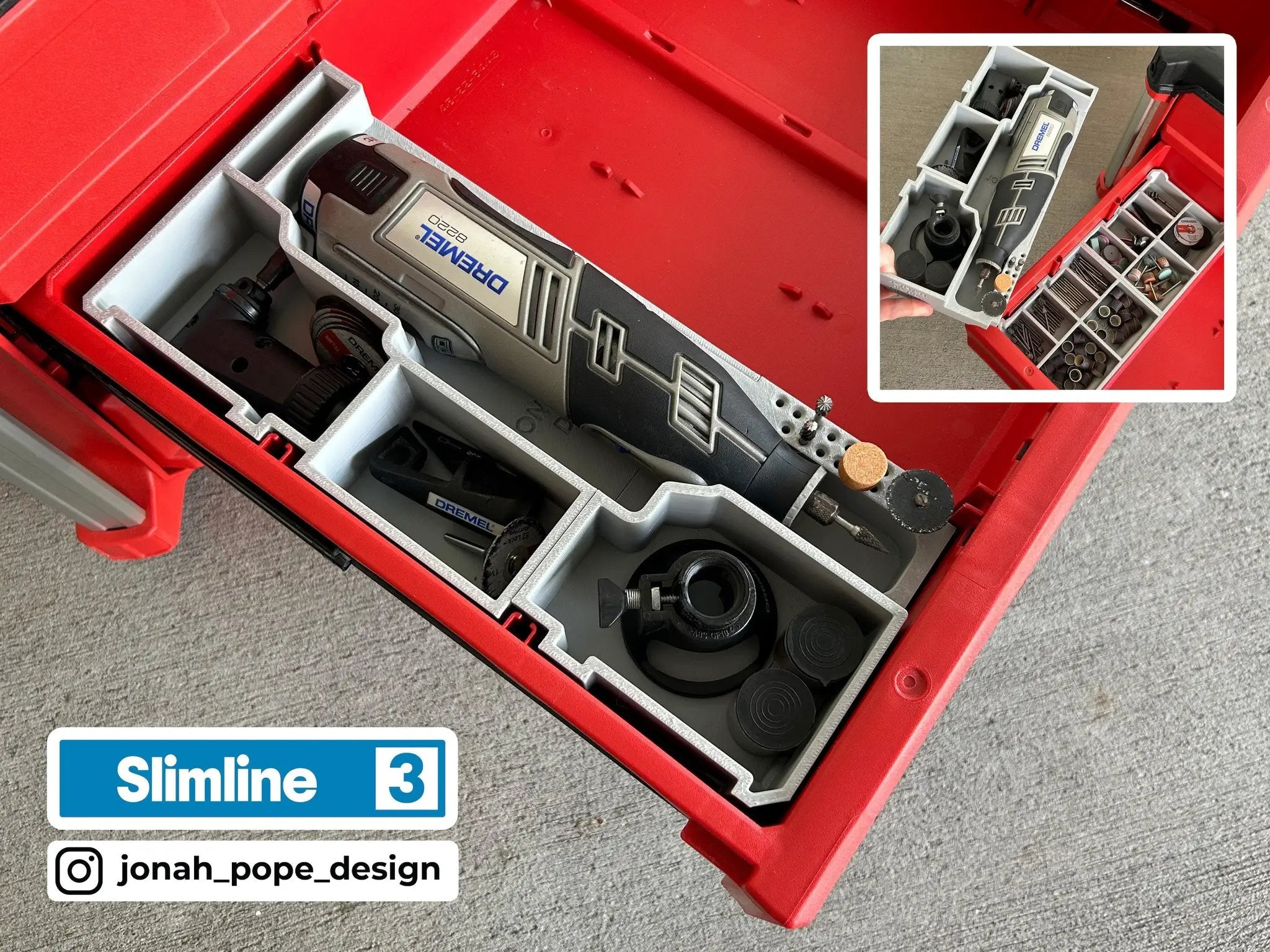 Slimline Packout Drawer Insert for Dremel 8220 - Jonah Pope Design (JP