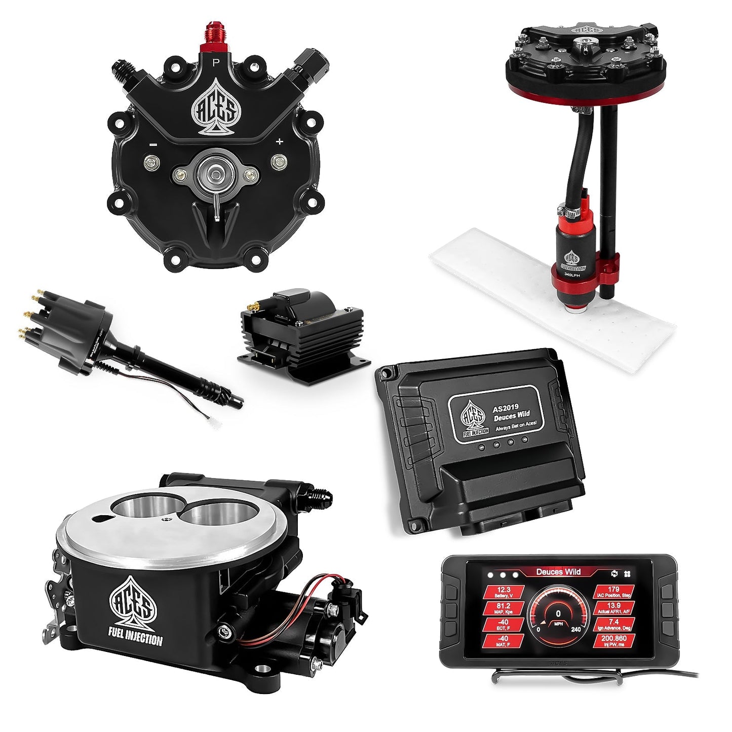 Deuces Wild 2-bbl EFI - (Black) Master Kit