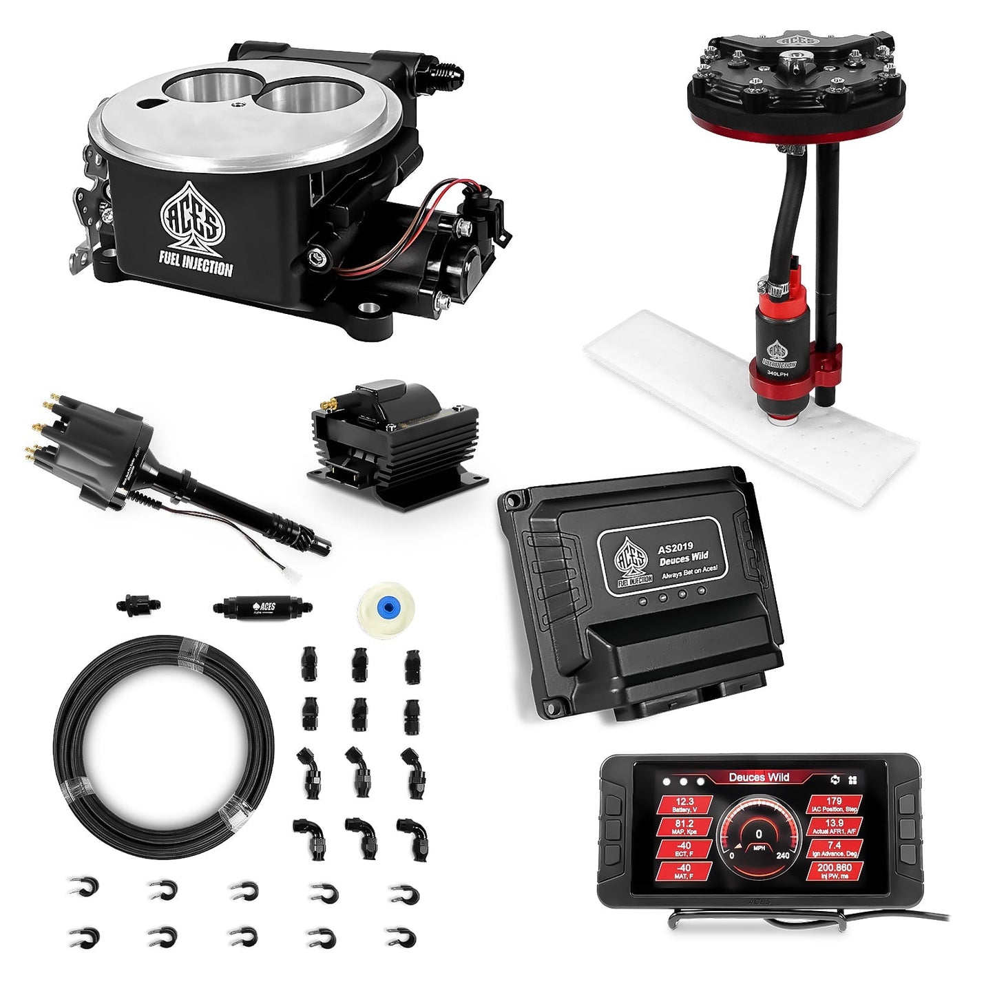 Deuces Wild 2-bbl EFI - (Black) Master Kit