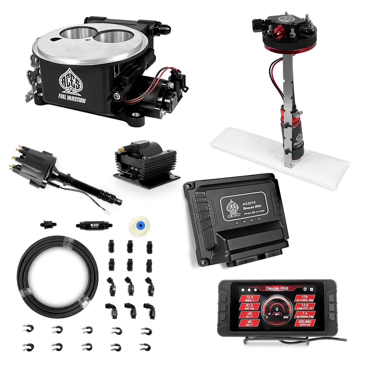 Deuces Wild 2-bbl EFI - (Black) Master Kit