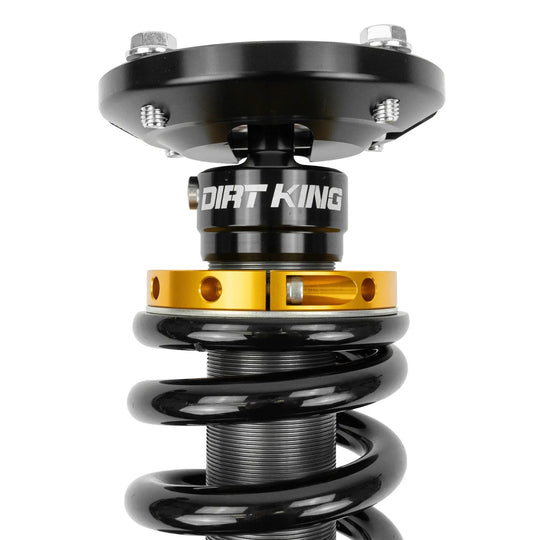 Dirt King 2.0 IFP Coilover Toyota - black body with gold lower mount and visible bolts