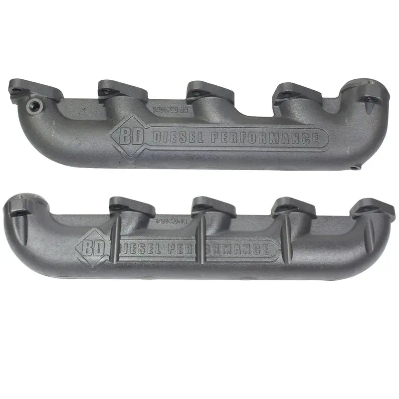 BD Diesel exhaust manifolds for Ford 6.0L Power Stroke (2003–2007), gray coated, 2-piece set