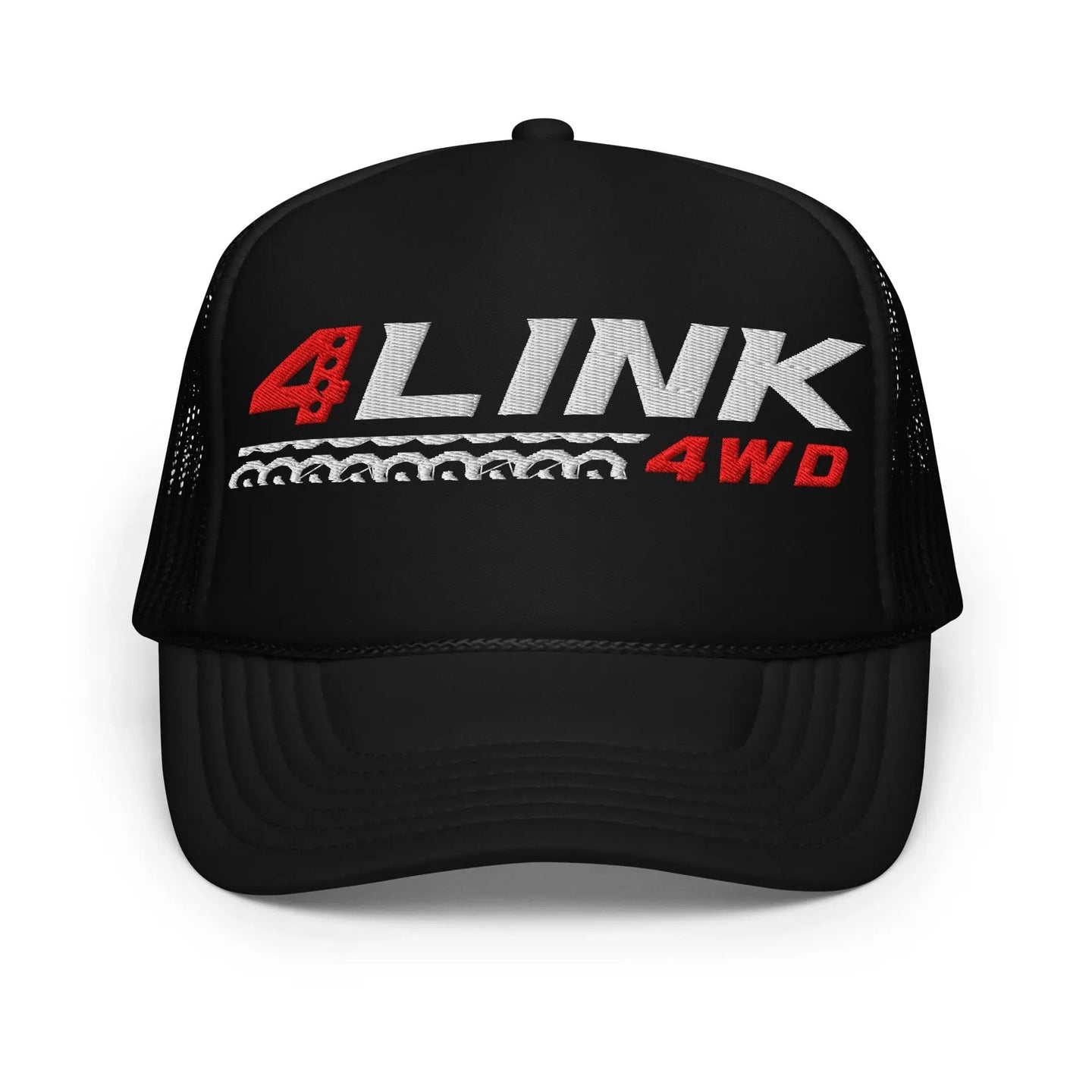 4Link4WD Black Trucker Hat with embroidered front logo and mesh back