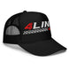 4Link4WD Black Trucker Hat with mesh back and red/white embroidered logo on front.