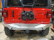 Artec JL Nighthawk Rear Bumper for Jeep Wrangler JL; silver steel bumper on red Jeep