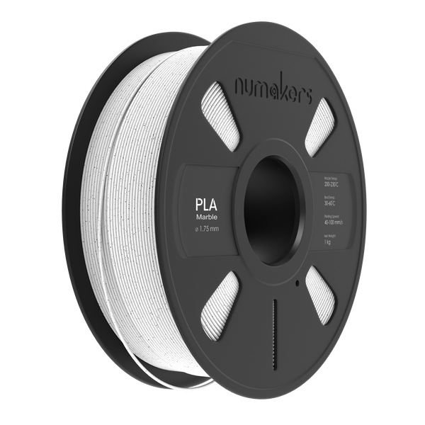 PLA Marble filament spool by Numakers, white with gray speckles, 1.75 mm, 1 kg