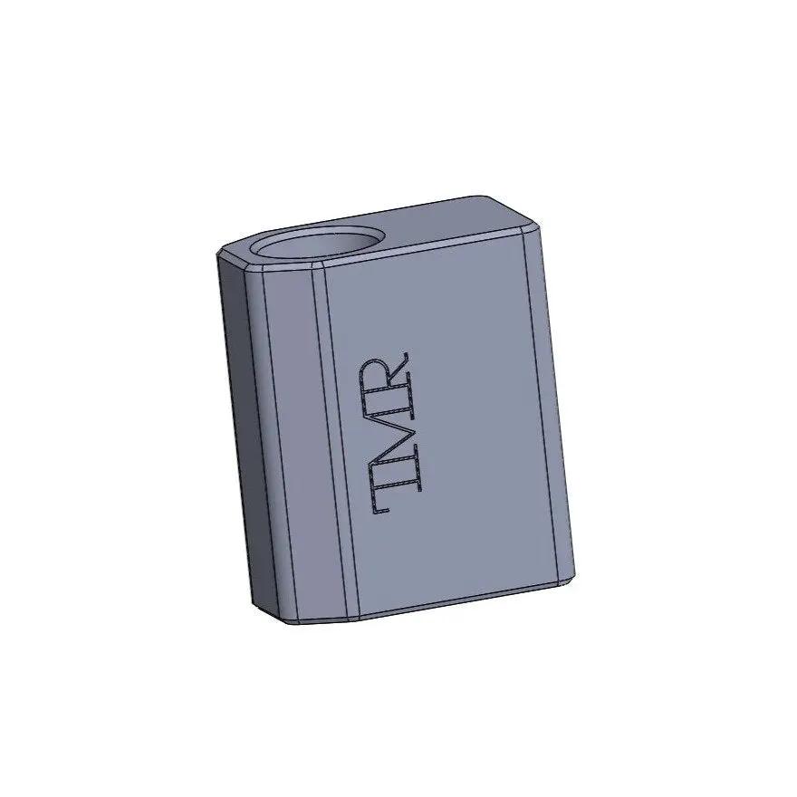 TMR Weld Block for Limit Strap Clevis - Flat, Skinny Pedal Racing, blue-gray CNC block with TMR engraving