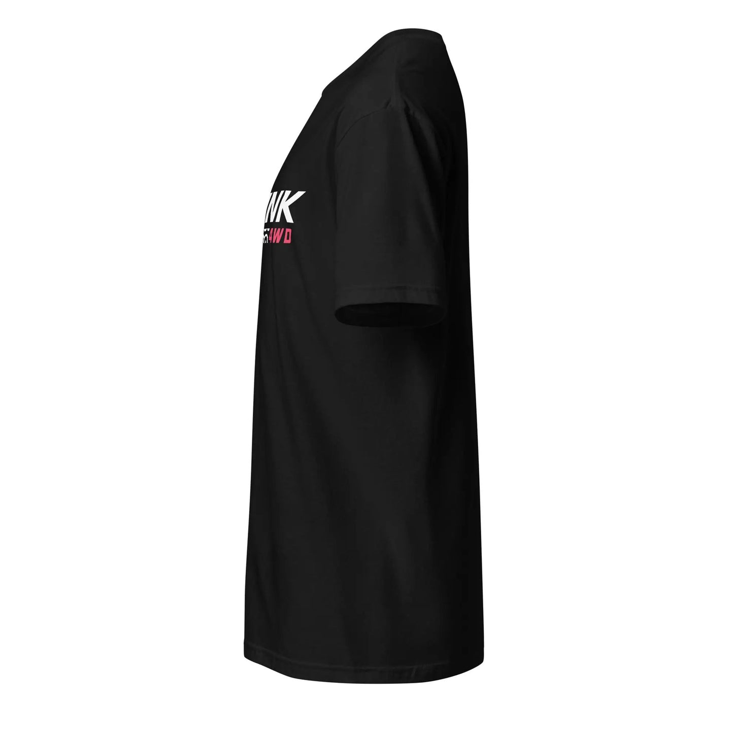 4Link4WD Extra Soft T Shirt black short-sleeve tee, side view with front graphic