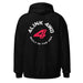 4Link4WD Hoodie back view with white circular logo and red graphic on upper back