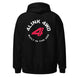 4Link4WD Hoodie back view with white circular logo and red graphic on upper back
