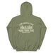 More Trail Time Hoodie by 4Link4WD, olive green with back graphic of mountains and Less Garage Time More Trail Time text