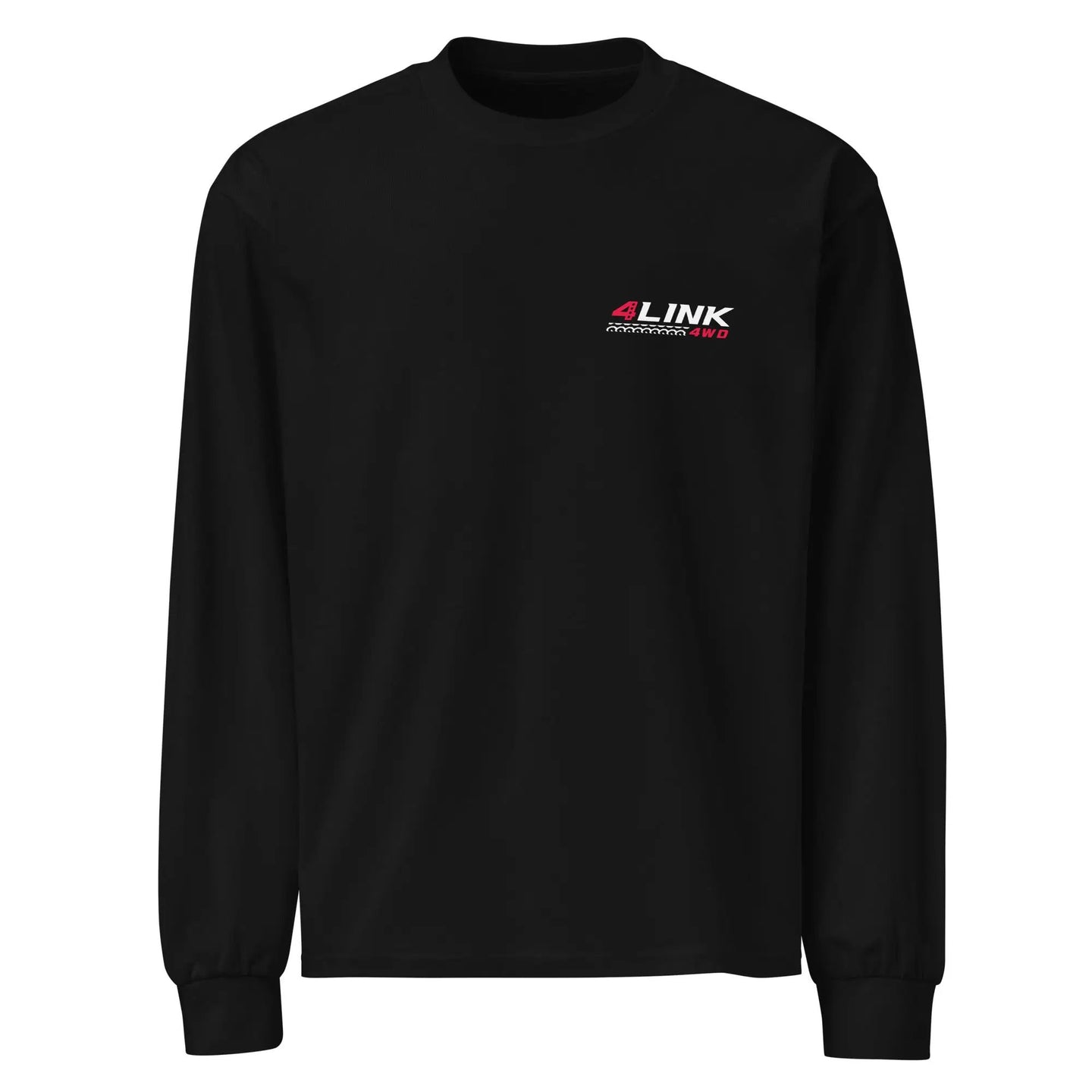 4Link4WD premium heavyweight long-sleeve shirt, black with white/red chest logo