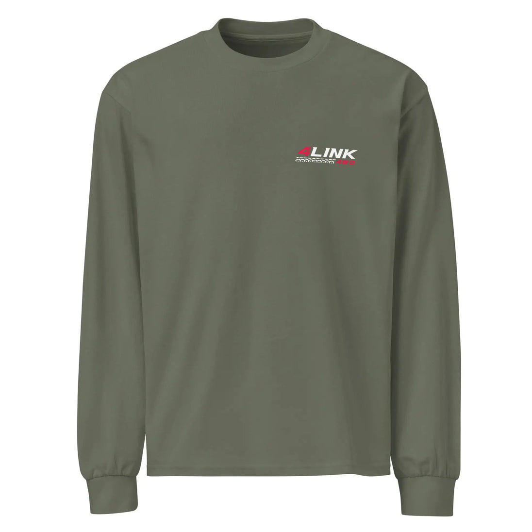 4Link4WD Premium heavyweight crew-neck long sleeve shirt olive green with chest logo