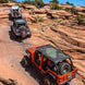 Custom Printed Shade Top SunShade by SpiderWebShade on orange off-road Jeep in desert canyon