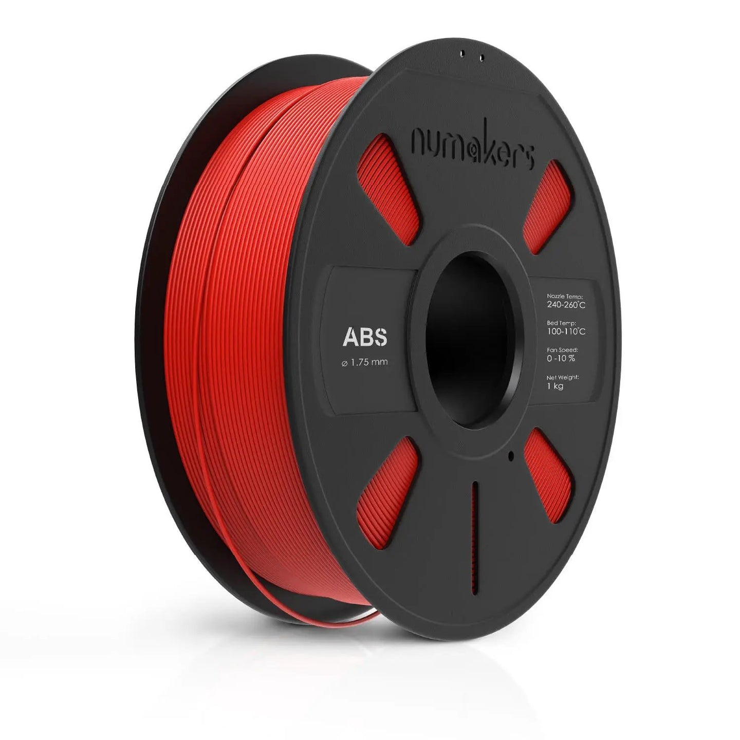 ABS Filament spool by Numakers, red, 1.75 mm, 1 kg