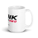 4Link4WD white glossy ceramic mug with black logo on side and red 4WD branding