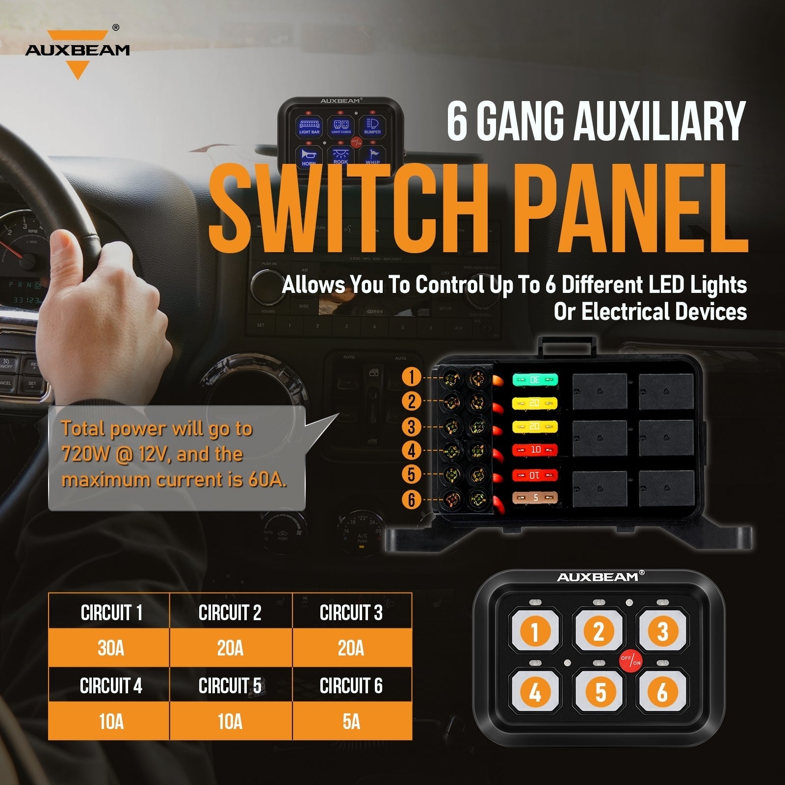  6 Gang Switch Panel | Off Road Light Controller | Urban 3D