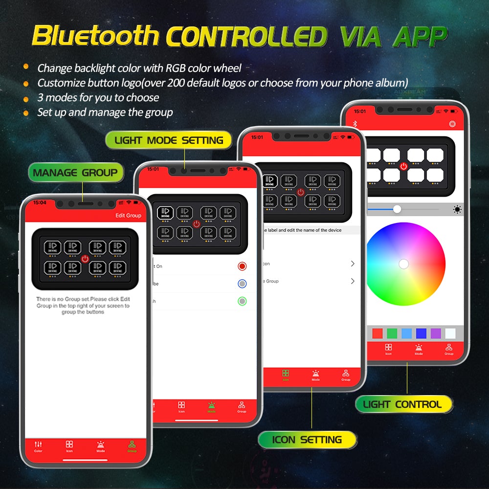 Auxbeam AR-800 RGB Switch Panel | Lighting Control | Urban 3D